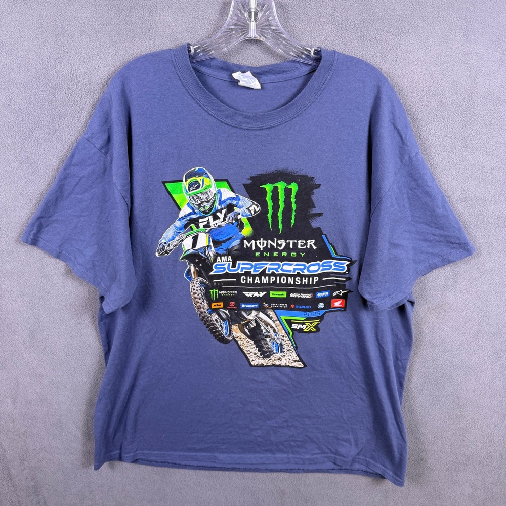 Monster Energy AMA Supercross Championship 2024 T-Shirt Mens XL Blue‎ Racing